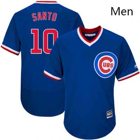 Mens Majestic Chicago Cubs 10 Ron Santo Royal Blue Flexbase Authentic Collection Cooperstown MLB Jersey